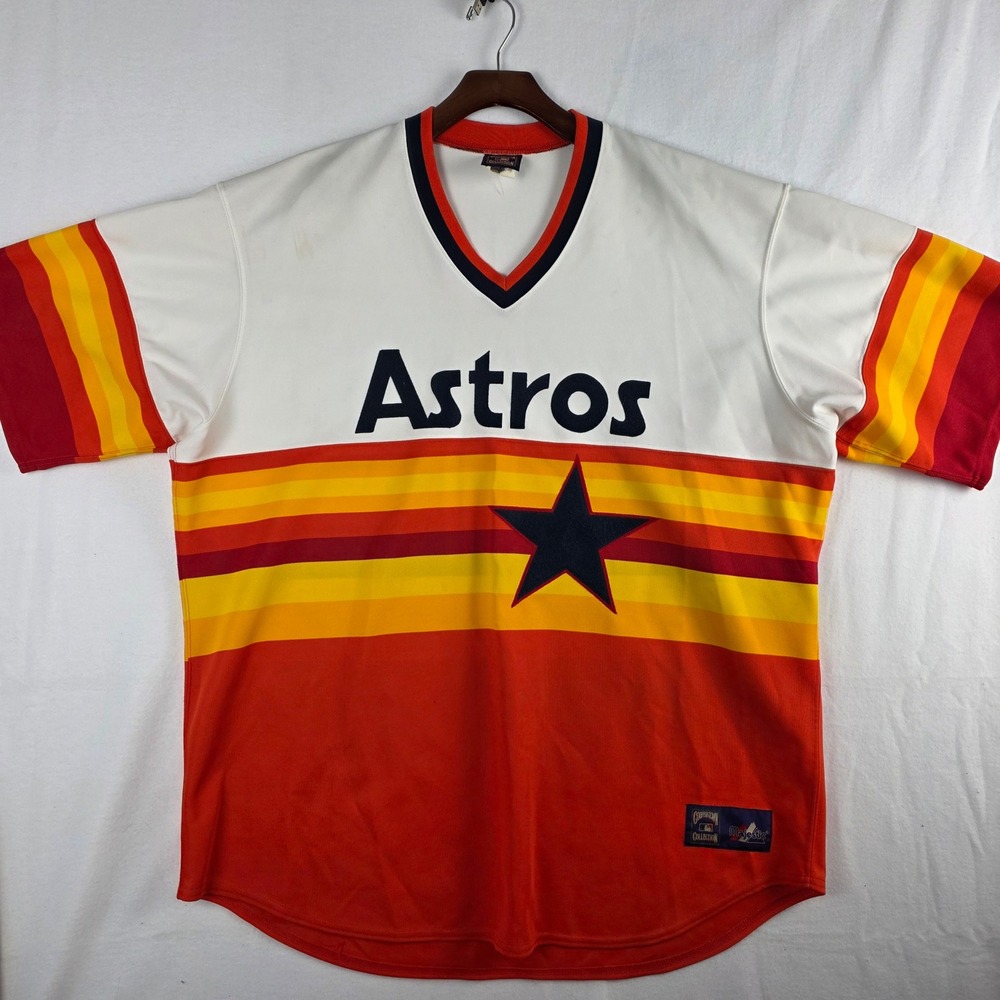 Majestic Houston Astros Cooperstown Tequila Sunrise V-Neck Jersey 4X 6240 USA